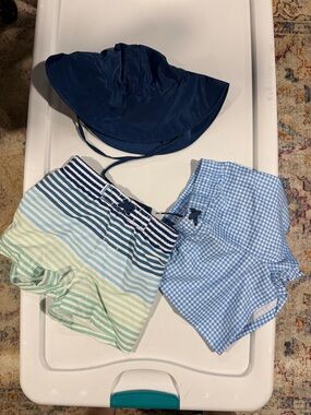 Rugged Butts Kids Navy Sun Hat and Blue Swim Trunks Set